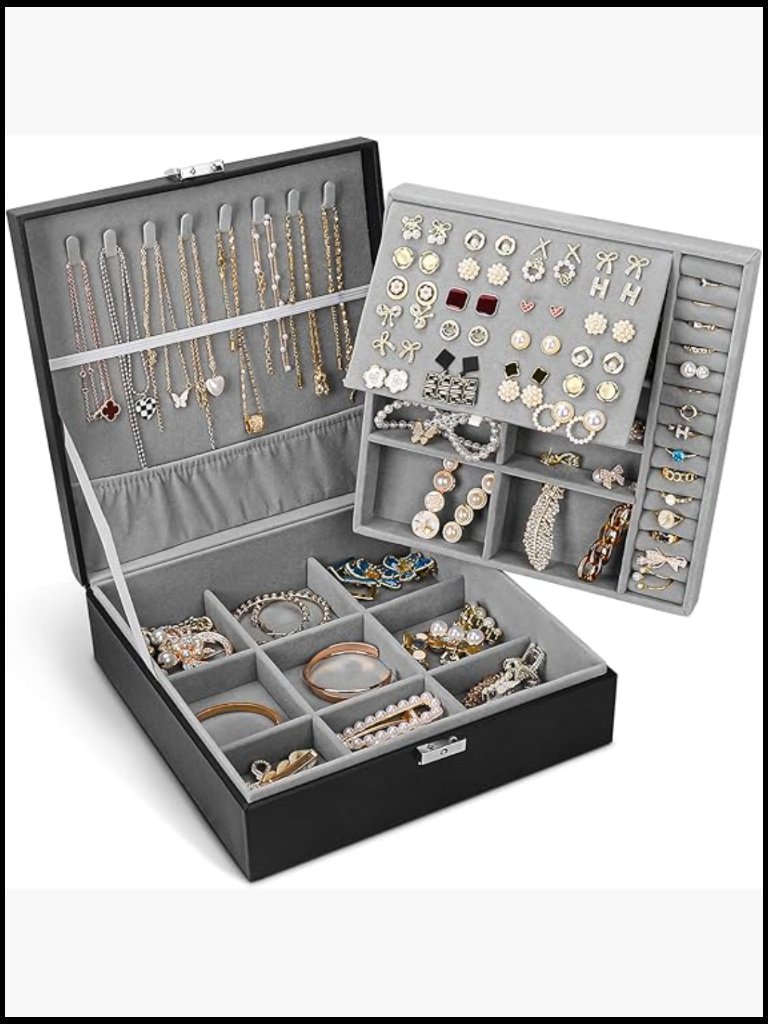 Large Jewelry Organizer Box With Lock Double Layer Storage Case Elegant